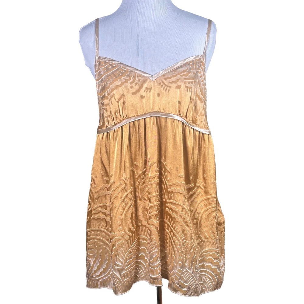 Vintage Y2K The Limited Gold Embossed Velvet Babydoll Top